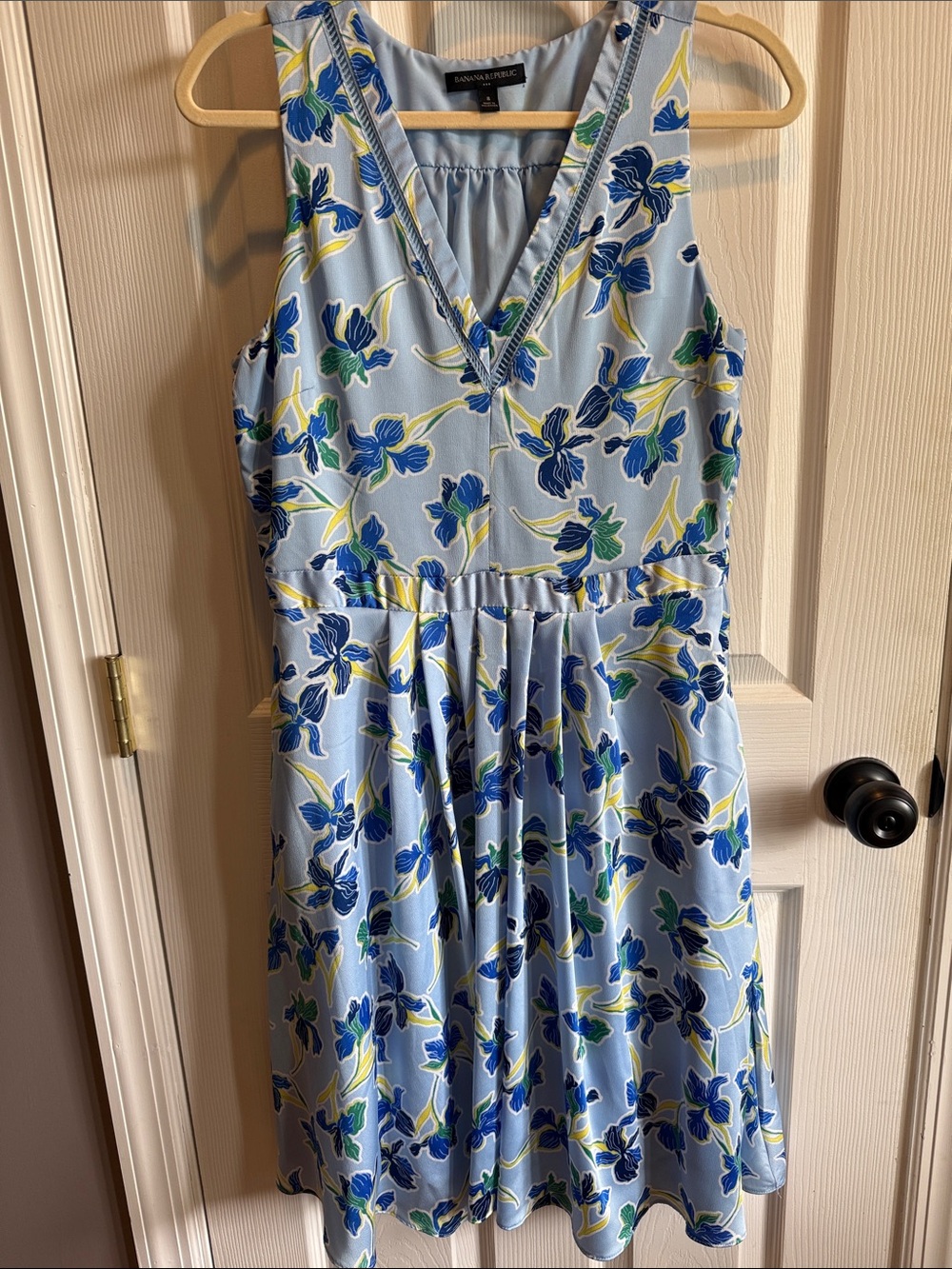 Banana Republic Light Blue Dress with Blue and Green Floral Print